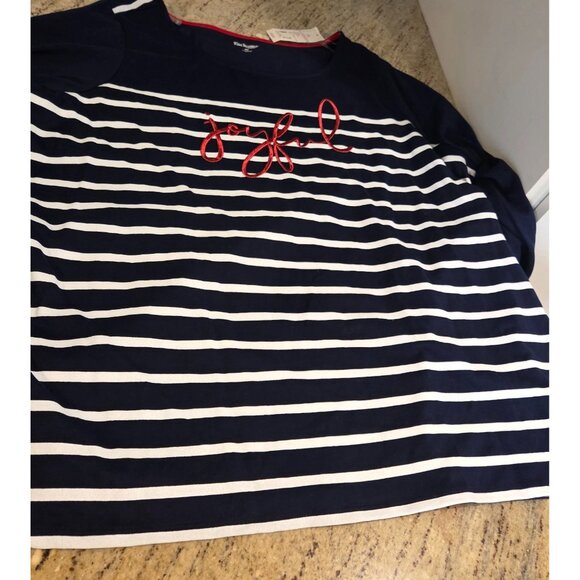 New! Kim Rogers Plus Size 3X Shirt Joyful Embroided Striped Pullover Cotton - Picture 5 of 15